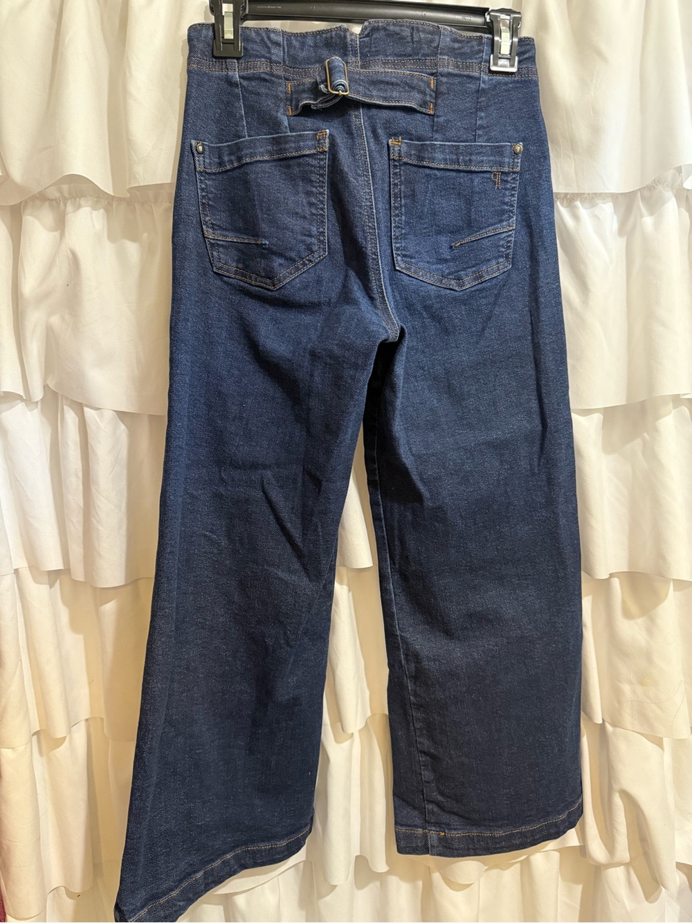The Kit Cropped High-Rise Wide-Leg Utility Trousers by Pilcro- Dark Blue - Picture 7 of 11